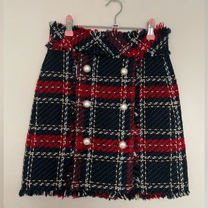 Zara Plaid Tweed Miniskirt